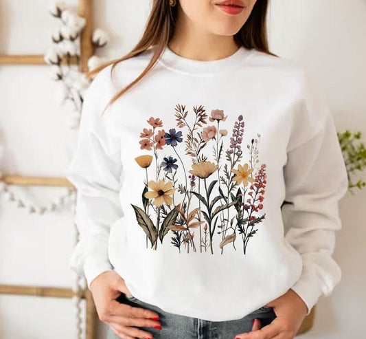 Flower Sweatshirt, Goblincore Sweatshirt, Garden Lover Sweatshirt, Floral Women Sweater, Flower Lover Gift, Nature Sweatshirt, Gift For Mom
