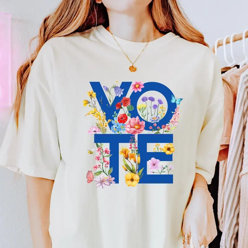 Flower Vote Blue Kamala Harris Shirt Harris Walz Shirt Kamala Harris 2024 Shirt Vote Blue Shirt Kamala Harris Shirt Feminist Shirt