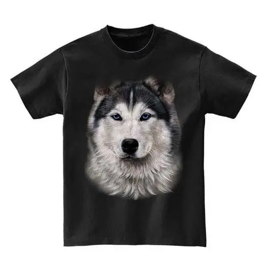 Fluffy Siberian Husky Dog Face - Short Sleeve Unisex, Men, Women, Youth T-Shirt Made in USA