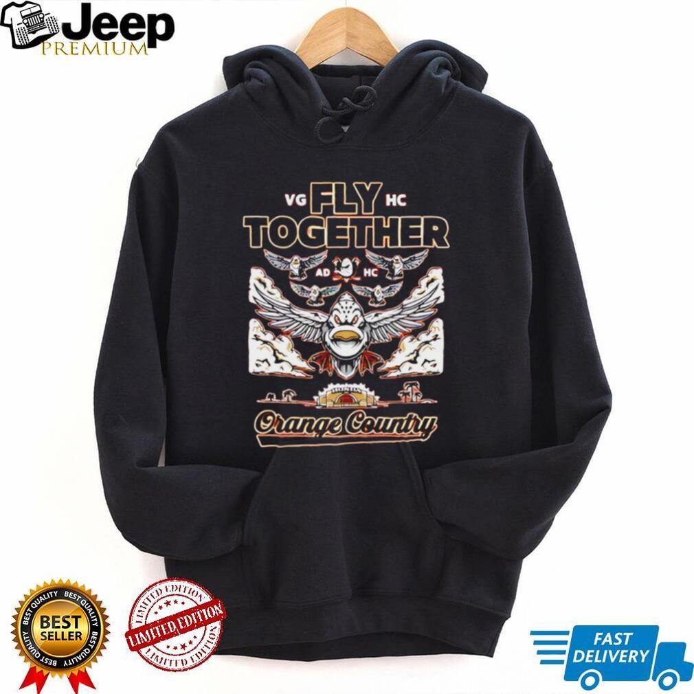Fly Together Orange Country Ducks Hockey Mascot Retro Streetwear T Shirt