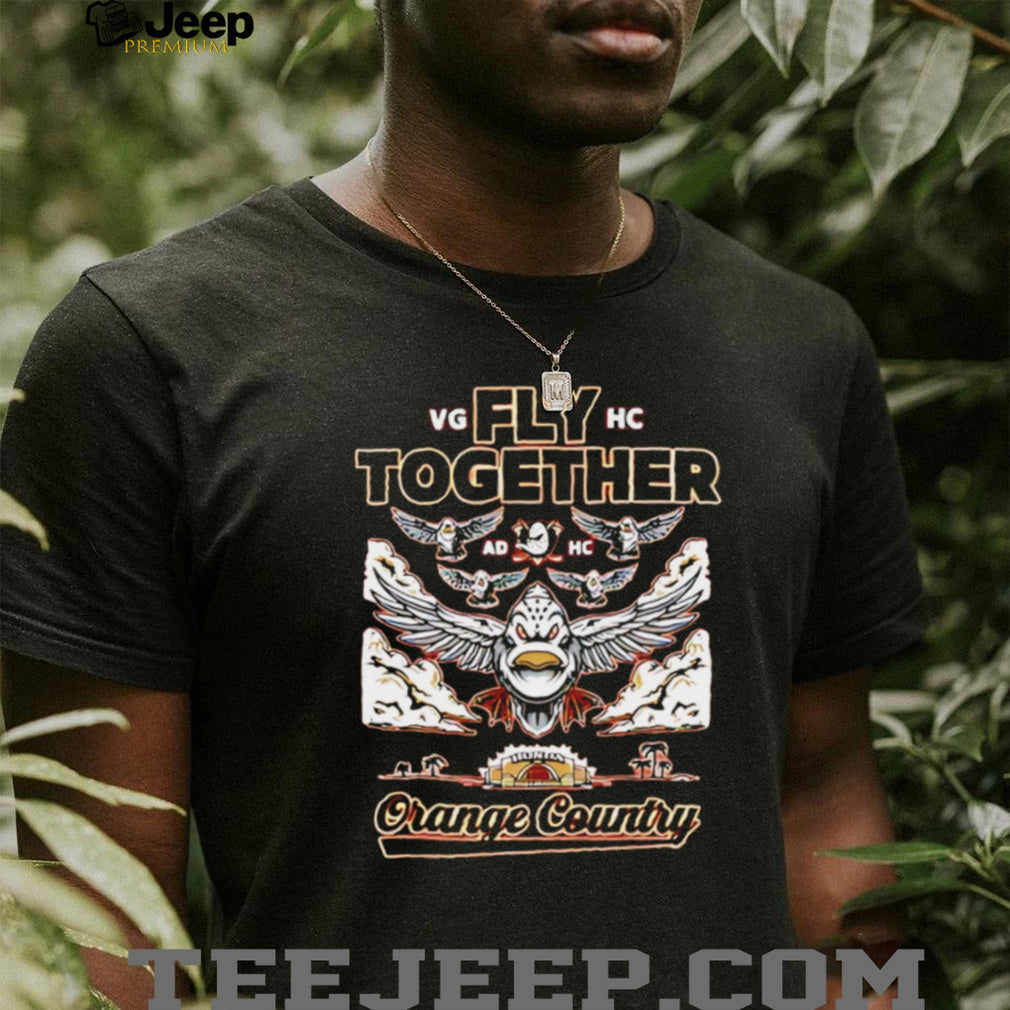Fly Together Orange Country Ducks Hockey Mascot Retro Streetwear T Shirt