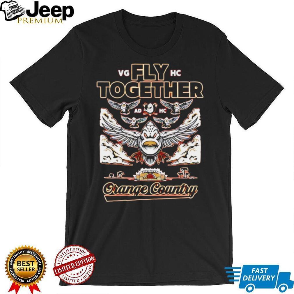 Fly Together Orange Country Ducks Hockey Mascot Retro Streetwear T Shirt