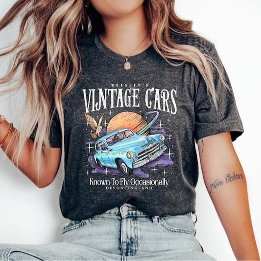 Flying Vintage Inspired Car Shirt, Wizard Flying Car Shirt,, Wizard Comfort Color T-Shirt, Weasley Hoodie, Cute Halloween Sweatshirt