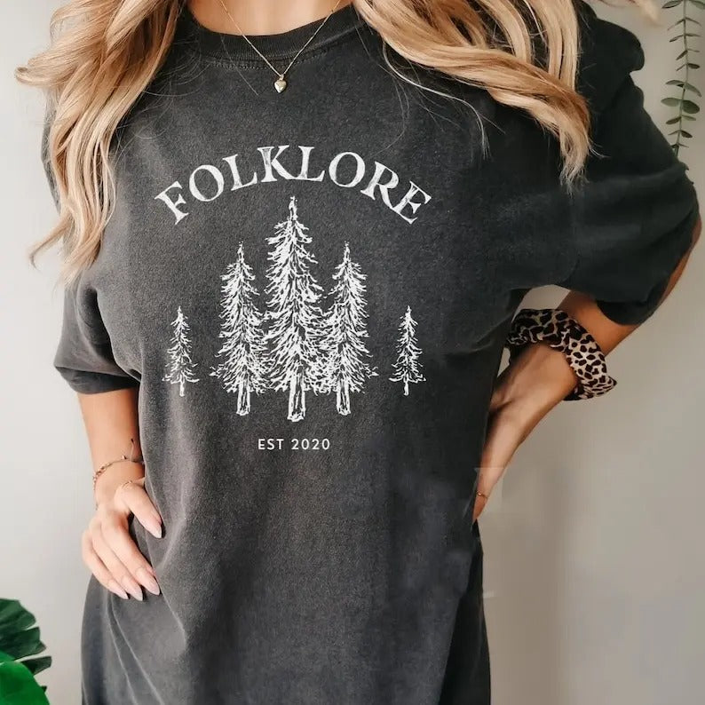 Folkl0re Shirt, F0lkl0re Merch, TI  Merch, TI Merch, Forest Shirt, TI  Fan Gift, Concert Tee T-shirt Cotton Crewneck Shortsleeve Basic