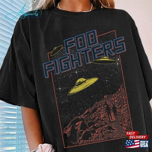Foo Fighter Vtg Ufo Shirt Band Retro Music Unisex