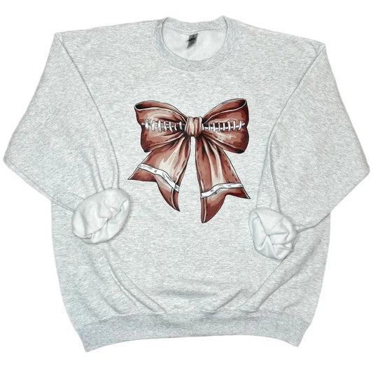 Football Bow Crewneck Sweatshirt, Cute Game Day Sweatshirt