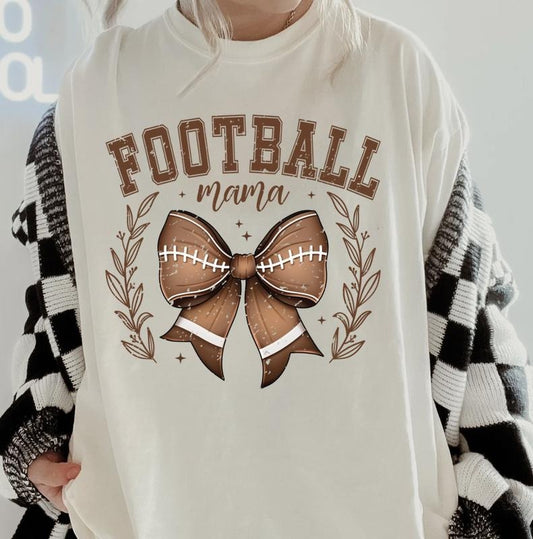 Football Bow Mama Shirt #1~ Unisex Apparel Relaxed Fit Printed In The USA Clothing Womenswear Casual Comfort Cotton Top Athletic Boho Chic
