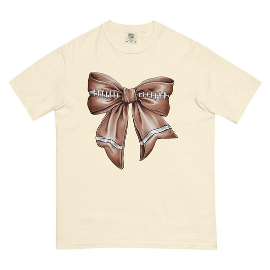 Football Bow Shirt - Comfort Colors Unisex Apparel Relaxed Fit Printed in the USA Clothing Womenswear Casual and Comfortable