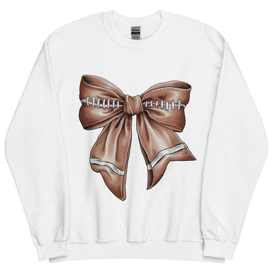 Football Bow Sweatshirt ~ Unisex Apparel Relaxed Fit Printed In The USA Clothing Womenswear Casual Comfort Cotton Top Athletic Boho Chic