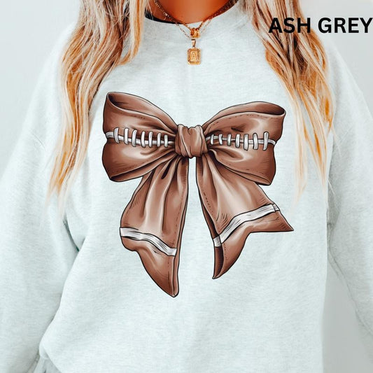 Football Bow Sweatshirt, Football Bow Crewneck, Game Day football Sweatshirt, Womens Sweatshirt, Sports Crewneck, vintage football Sweatshirt