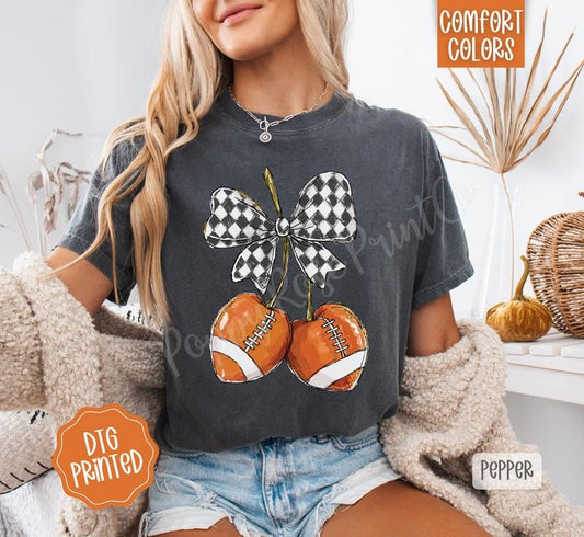 Football Cherries Comfort Colors, Trendy Fall Tshirt