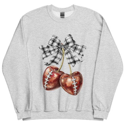 Football Cherry Sweatshirt -  Unisex Apparel Relaxed Fit Printed In The USA Clothing Womenswear Casual Comfort Cotton Top Athletic Boho Chic