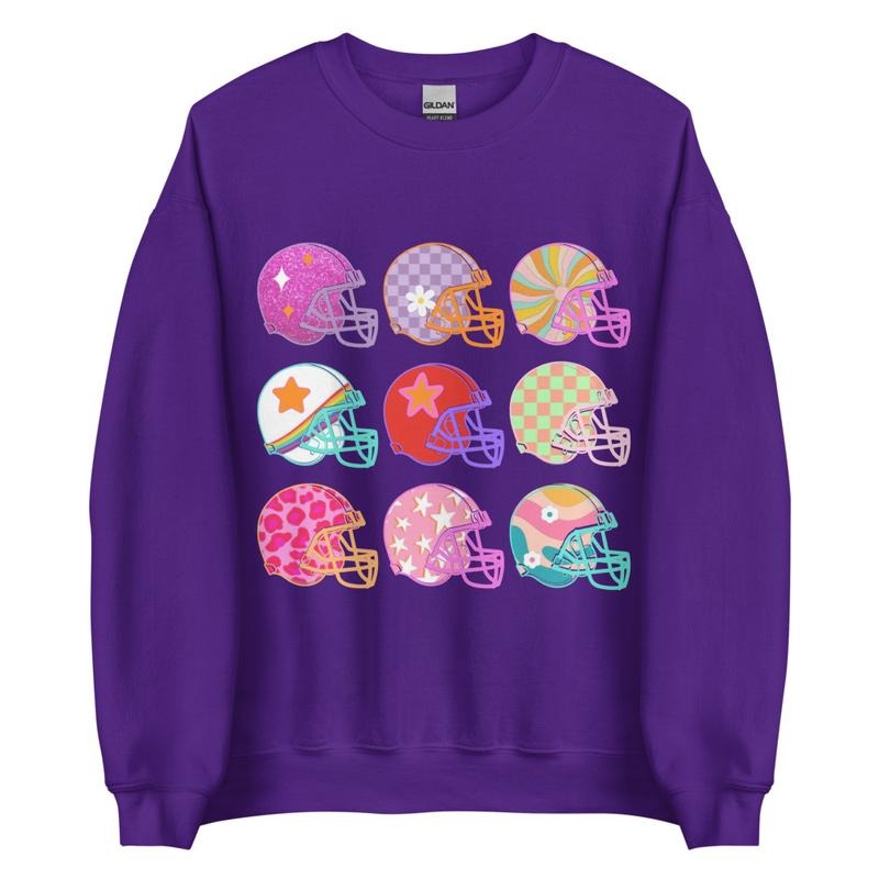 Football Coquette Helmet Sweatshirt -Unisex Apparel Relaxed Fit Printed In The USA Clothing Womenswear Casual Comfort Cotton Top Athletic Boho Chic
