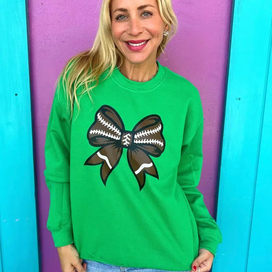 Football Green Bow Sweatshirt