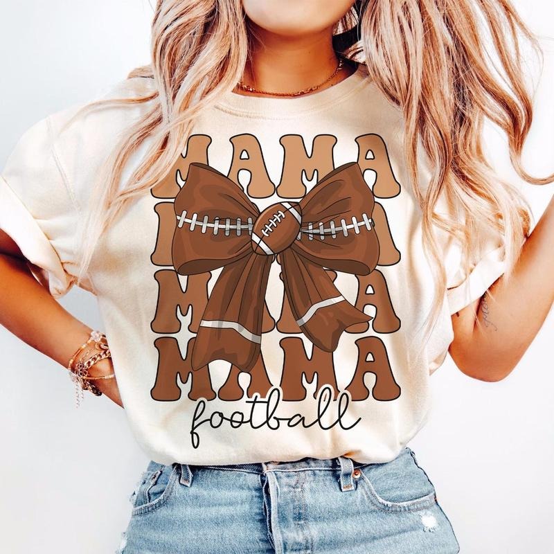 Football Mama T-shirt, Coquette Bow, Football Mom, Retro, Game Day, Sports