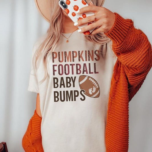 Football Pregnancy Announcement Shirt for Fall - Maternity T-Shirt Gift for Expecting - Fabric, Cotton