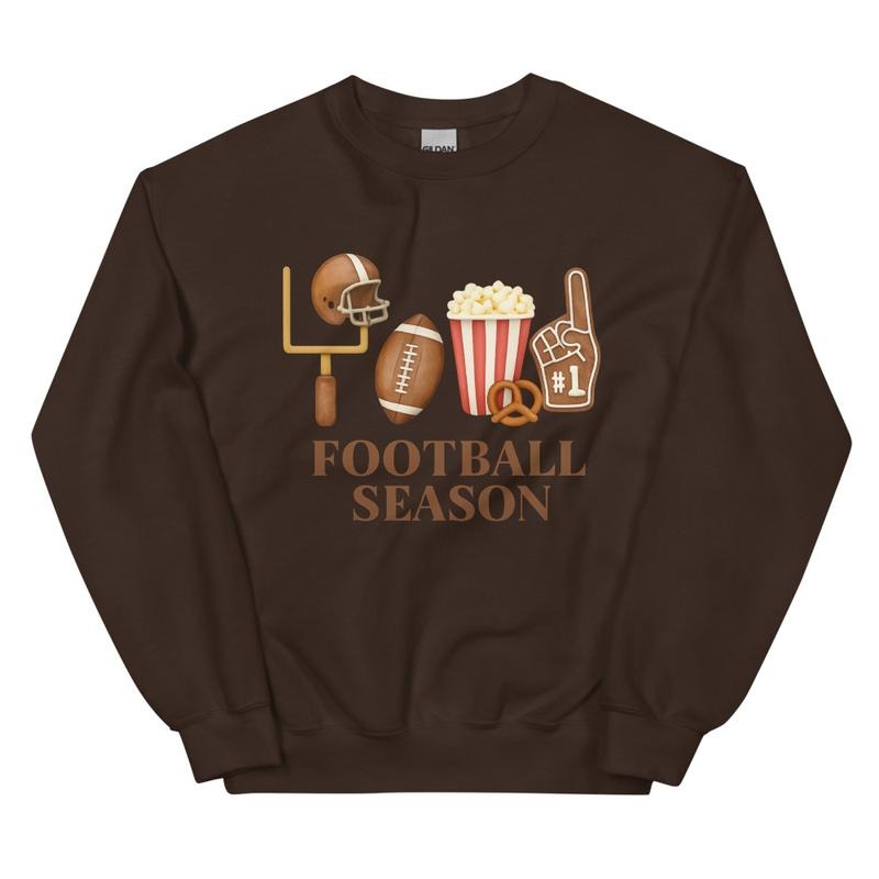Football Season Doodles Crewneck - Unisex Apparel Relaxed Fit Printed In The USA Clothing Womenswear Casual Comfort Cotton Top Athletic Boho Chic garment-dyed heavyweight Crewneck