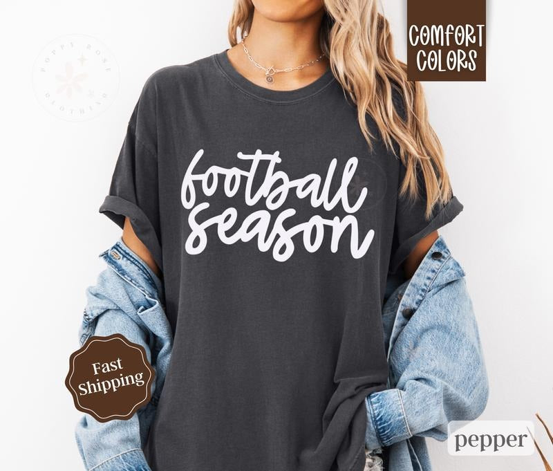 Football Season Shirt Comfort Colors, Womens Football Tee, Womenswear Oversized Crewneck