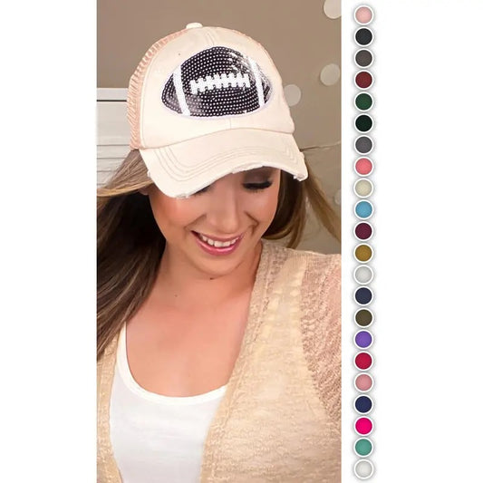 Football Sparkle Vintage Hat - Retro Game Day Shine #SparkleVintage #FootballHat #GameDayGlow