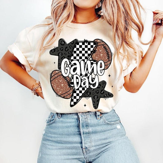 Football, Retro Checkered, Touchdown, Leopard Coquette Tshirt