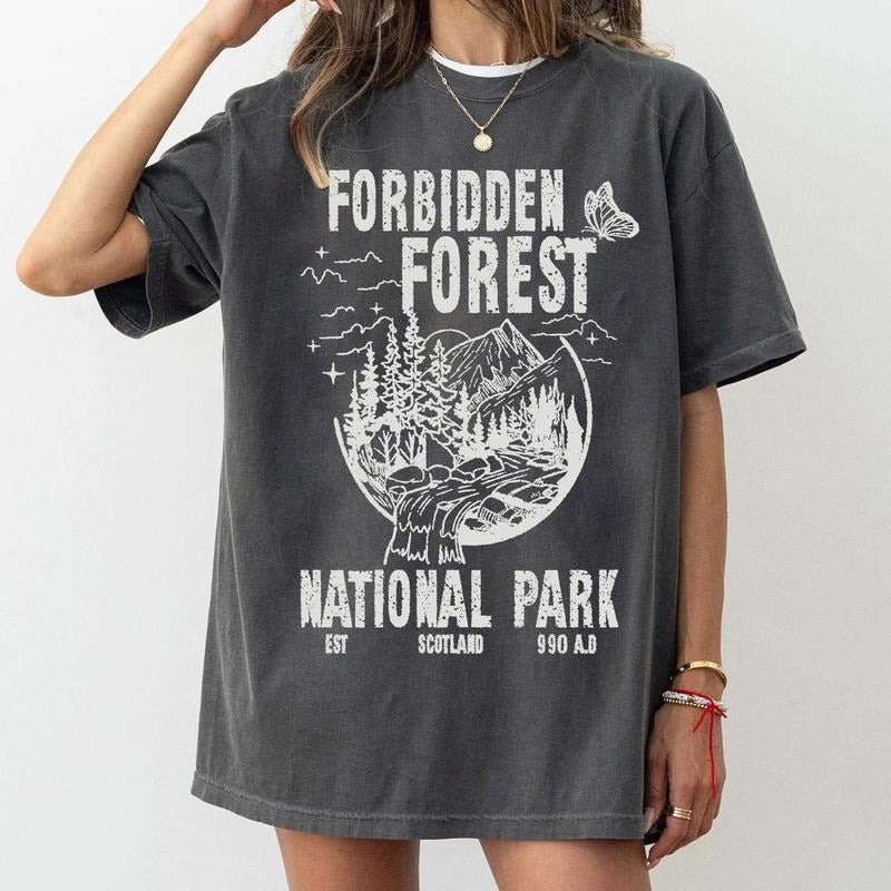 Forbidden Forest Wizard House Tee - National Park Style Potter T-Shirt, Universal Studios Inspired, Vintage Bookish Fandom Gift, Unisex Top