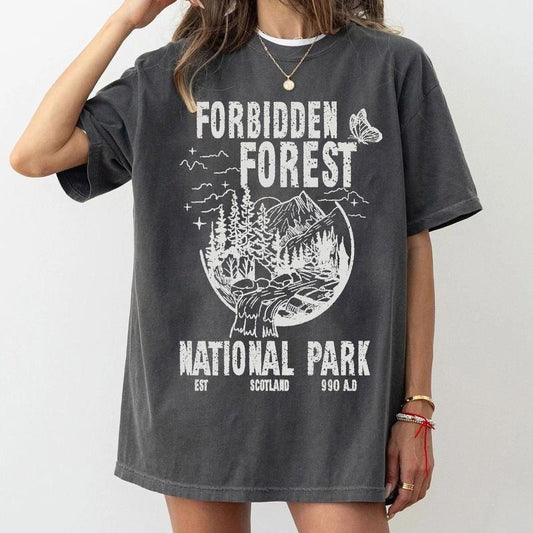 Forbidden Forest Wizard House Tee - National Park Style Potter T-Shirt, Universal Studios Inspired, Vintage Bookish Fandom Gift, Unisex Top