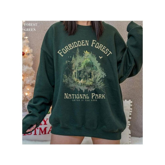 Forbidden Forest Wizard Sweatshirt National Park Shirt Magical Crewneck Merch Bookish Pullover Vintage Sweater, Camping Hoodie, Bookish T-Shirt, Gift for Fans, Wizarding World Tee, The Dark Forest Tee Cotton Silk Sweatshirt, Hoodie, Comfort Colors