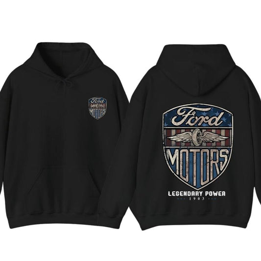 Ford Hoodie- Sweatshirt-Tshirt, Ford Motors Hooded Sweatshirt, Legendary Power, 1903, 2 SIDES Printed, Gift, love Sweatshirt, winter fashion, Unisex Hoodie