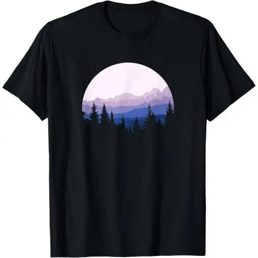 Forest Scene Mountain Silhouette T-Shirt Made in USA Hoodie, Sweatshirt | WearSparks.com
