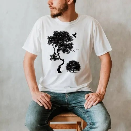 Forest Shirt, Tree Unisex T-Shirt, Men's Graphic Tee, Cool Gifts, Nature T-shirt, Bird T-shirt, Adventure Is Calling, Wilderness t-shirts Made in USA