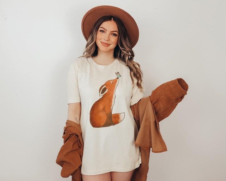 Forestcore T Shirt Hoodie Sweater, Cute Animals Tee, Fairytale Party, Fox Gift for Her, Shirt with Fox, Artful Fox Shirt,...