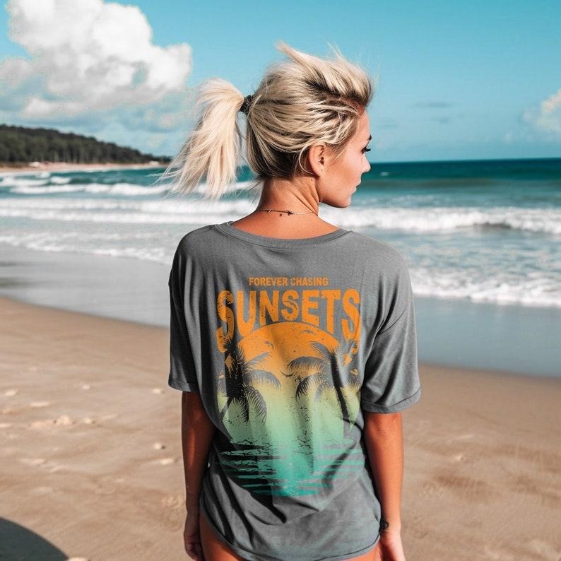 Forever Chasing Sunsets Tee, Sun Seeker T-shirt, T-shirt, Beach Tee, Sunset T-shirt, Tee, Size up for d, Sun Tee Hoodie,...