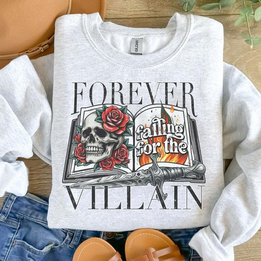 Forever Falling For The Villain Sweatshirt - Ash Grey - Sublimation - Unisex Sizing