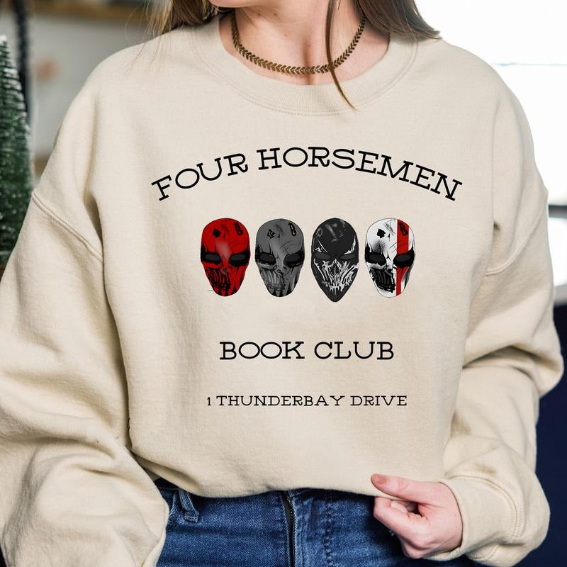 Four Horsemen Sweatshirt, Devil's Night Hoodie, Booktok Merch, Dark Romance Shirt, Book Club Unisex Soft Comfort Crewneck Pullover Long Sleeves Graphic Fabric Sweater