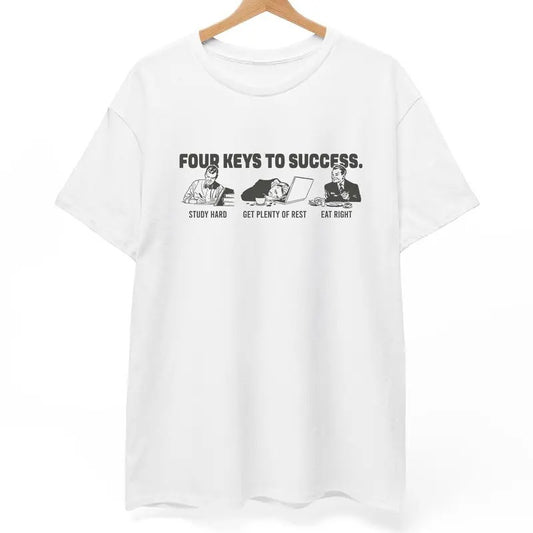 Four Keys To Success Shirt - Four keys to success Tee for Men Women Menswear Streetwear Crewneck Round Neck Tshirt