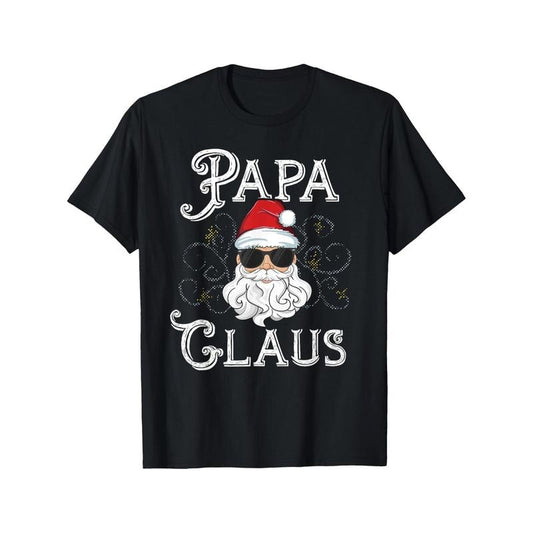 Four Seasons Comfortable Cotton Papa Claus Matching Family Christmas Outfit Xmas Photo Men's T-shirt with Casual Round Neck and Short Sleeve Made in USA