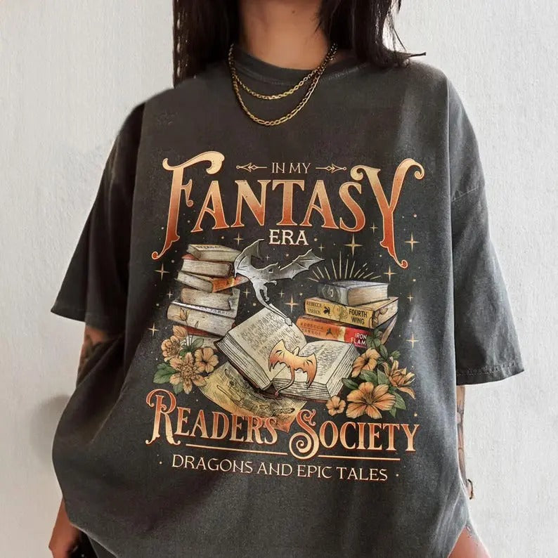 Fourth Wing  Shirt, In My Fantasy Era, The Empyrean Series, Fantasy Readers Society, Dragon Lover, Fourth Wing Merch Cotton Crewneck Womenswear