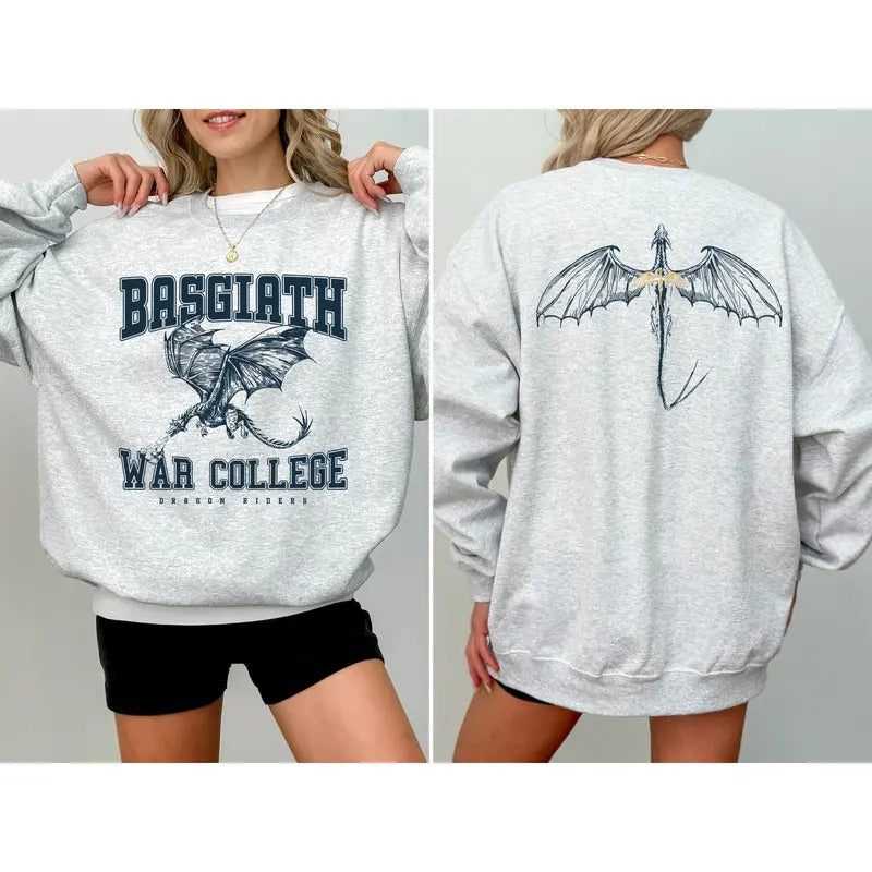 Fourth Wing 4 Legs DRAGON Sweatshirt, College 2-Sided Sweatshirt, Booktok Crewneck, Vintage Fourth Wing Shirt, Dragon Rider Shirt, Bookish Shirt, Basgiath War College Sweatshirt