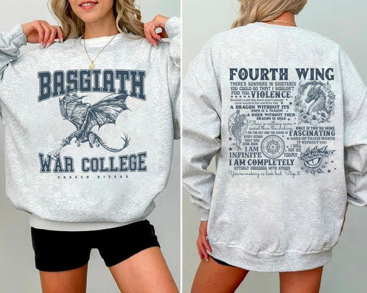 Fourth Wing 4 Legs Dragon Sweatshirt, Basgiath War College Shirt, Bookish Crewneck, Basgiath War College Crewneck, Fourth Wing Shirt, Dragon Rider Sweatshirt, Booktok Sweatshirt