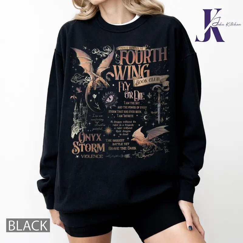 Fourth Wing Comfort Color Sweatshirt, Dragon Rider Sweat, Basgiath War College, Violet Sorrengail, Violent Little Thing