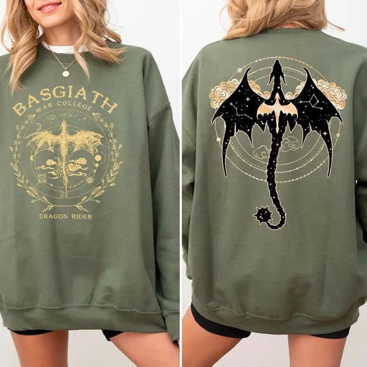 Fourth Wing Double-Sided Sweatshirt, Basgiath War College Hoodie, Basgiath War College Shirt, Fourth Wing Sweatshirt, Bookish Dragon Rider Shirt