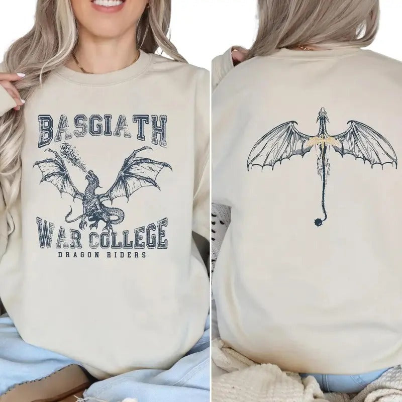 Fourth Wing Double-Sided Sweatshirt, Basgiath War College Sweater, Fourth Wing Shirt, Dragon Rider Shirt, Bookish Tee, The Empyrean Series