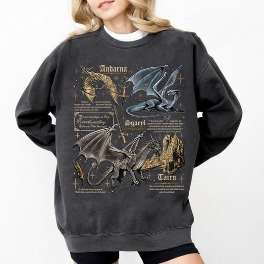 Fourth Wing Dragon Comfort Colors Sweatshirt, Tairn & Andarna Shirt, Basgiath War College Tee, Dragon Rider Shirt, Bookish Gift for Readers