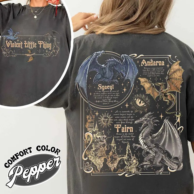 Fourth Wing Dragon Shirt, Dragon Rider Violent Little Thing, Tairn & Andarna Dragon TShirt, Basgiath War College Shirt, Book Lover Shirt