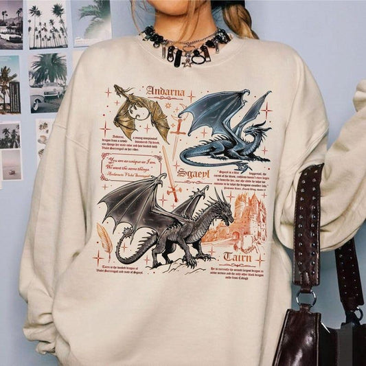 Fourth Wing Dragon Shirt, Tairn & Andarna Dragon TShirt, Basgiath War College Tee, Dragon Rider Sweatshirt, Bookish Gift for Readers
