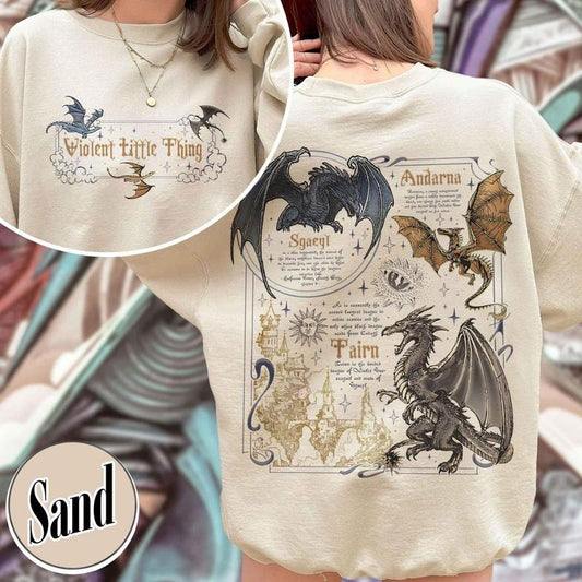 Fourth Wing Dragon Sweatshirt, Hoodie Dragon Rider Violent Little Thing, Tairn & Andarna Dragon TShirt, Basgiath War College Shirt,Book Lover Shirt