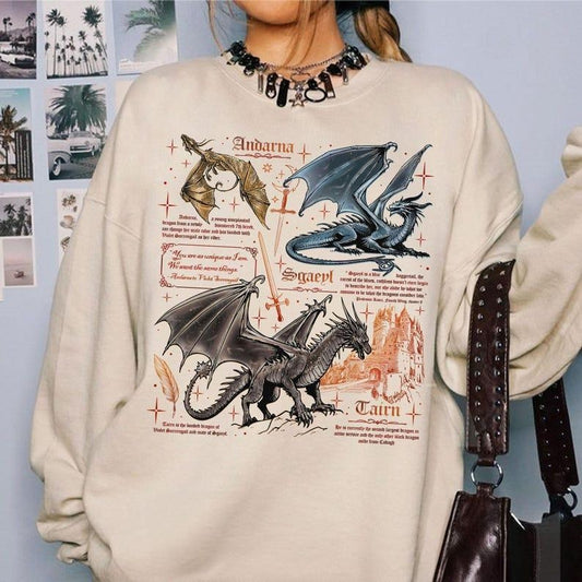 Fourth Wing Dragon Sweatshirt, Tairn & Andarna Dragon TShirt, Basgiath War College Tee, Dragon Rider Sweatshirt, Bookish Gift for Readers