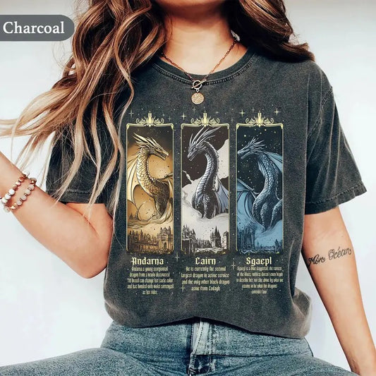 Fourth Wing Dragon T-Shirt, Sgaepl & Andarna and Cairn tshirt, Basgiath War College Tee, Dragon Rider SHirt, Booktok Tee, Gift for fan shirt