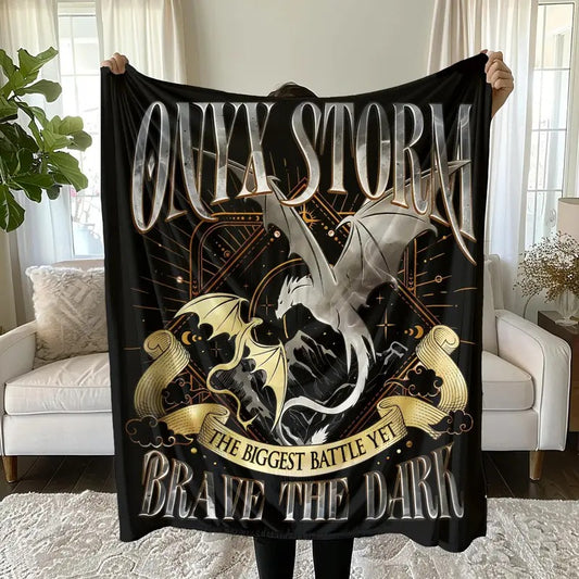 Fourth Wing ONYX Storm Reading Blanket Cozy Fantasy Book Dragon Decor Basgiath War College Blanket Gift For Readers Onyx Storm Gift Romantasy