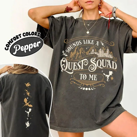 Fourth Wing Quest Squad Comfort Colors Shirt, Ridoc Dragon Rider T Shirt, Onyx Storm Riorson House Tee, Gift For Book Lover